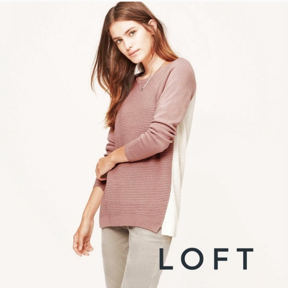 LOFT Colorblock Chunky Wool Knit Top Size Medium - Picture 2 of 6